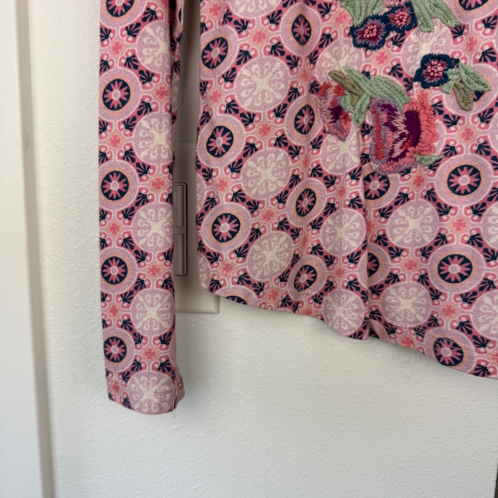 Sundance Pink Celebration Long Sleeve Tee Embroidered - Picture 7 of 13